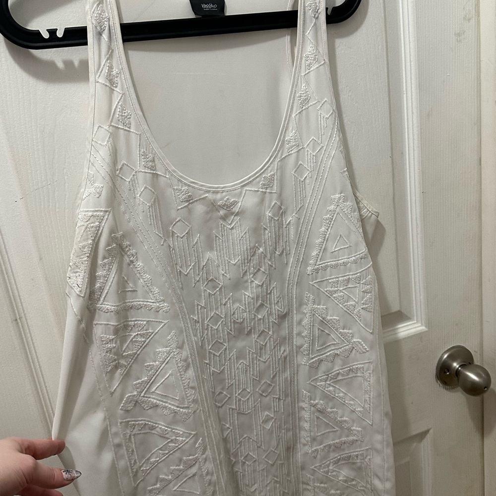 White Embroidered Tank Top